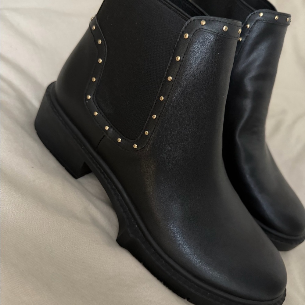 Coach Black Ankle Boots with Gold Studs - Picture 2 of 7
